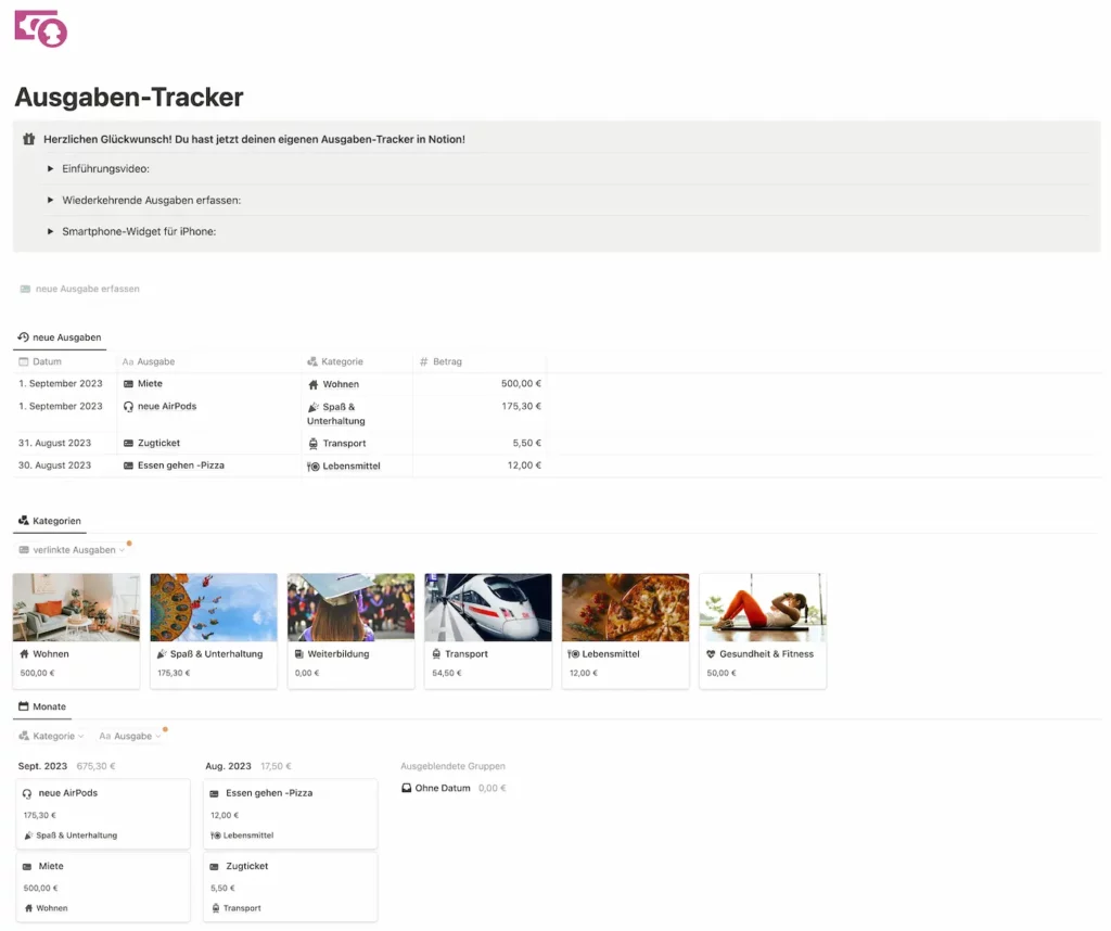 Notion Ausgaben & Projekt-Tracker-Template