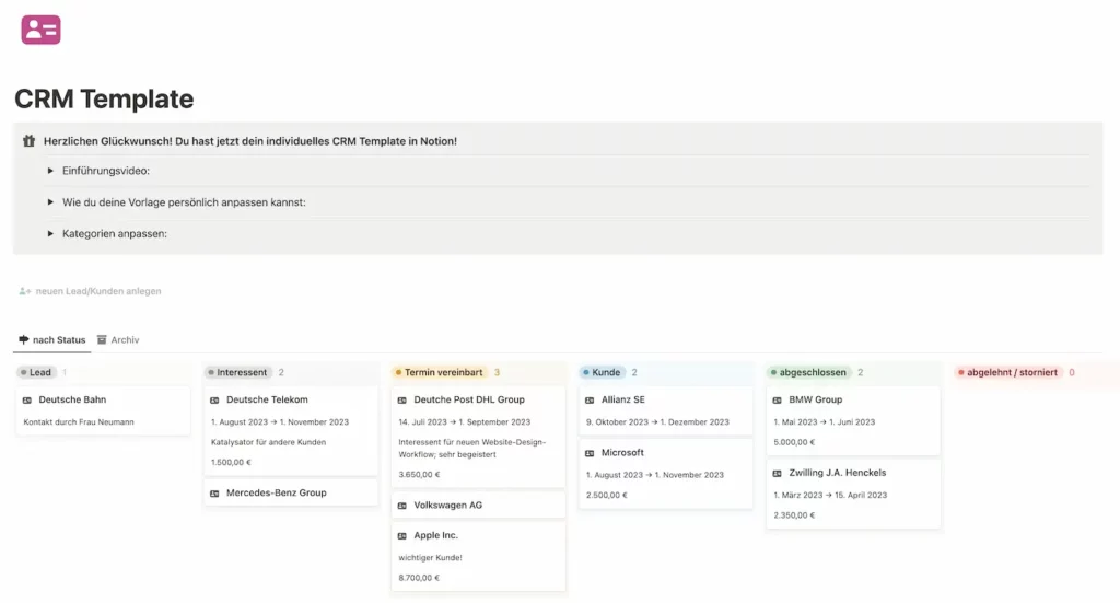 Notion CRM-Template