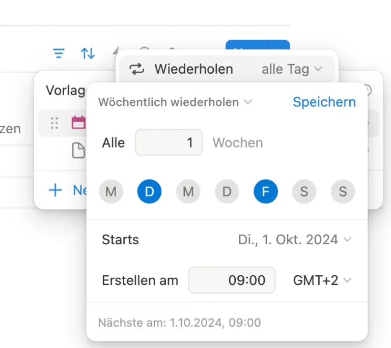 Wöchentliche Aufgaben in Notion